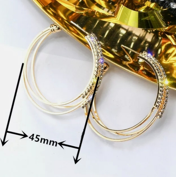 Yellow Gold Hoop Pave Diamond Earrings - Picture 8 of 8